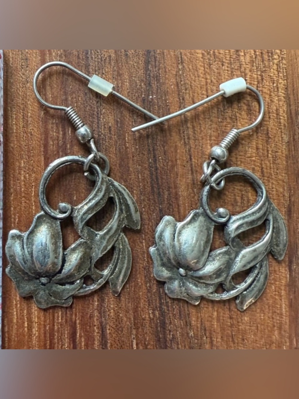 Sterling Silver Floral Earrings Dangling Flower